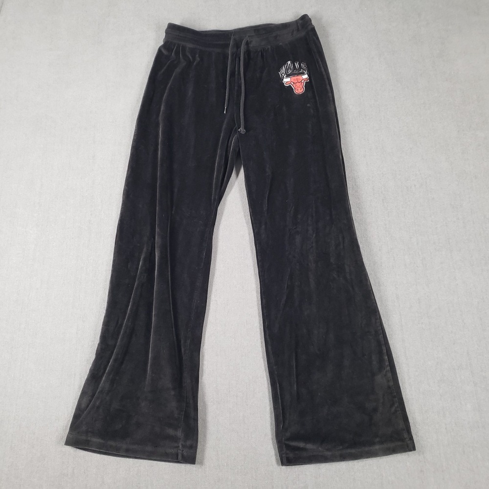 Chicago‎ Bulls NBA Pants Womens Size Medium Black Waist Drawstring Straight Leg